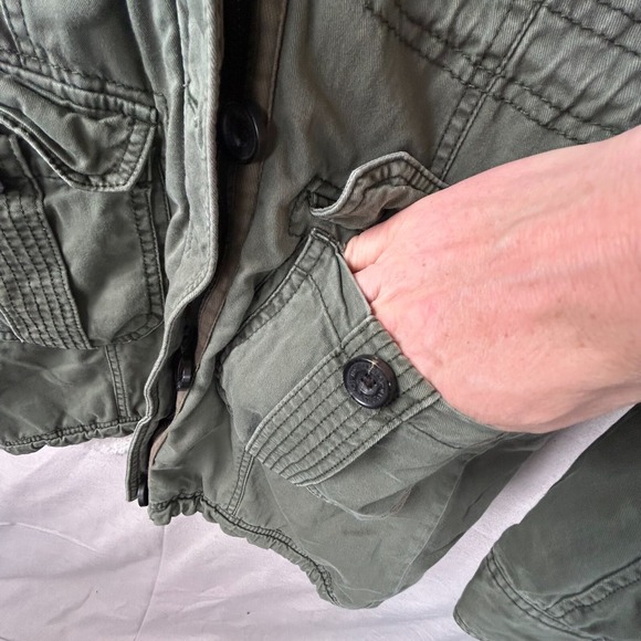 Abercrombie & Fitch Womens Hooded Utility Coat Size M Sherpa Lined Y2K Jacket - Picture 4 of 12